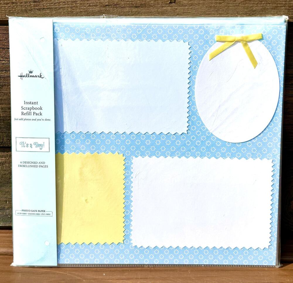 Hallmark Instant Scrapbook Refill Pack It's a Boy 12x12 Baby Blue 6 Pages